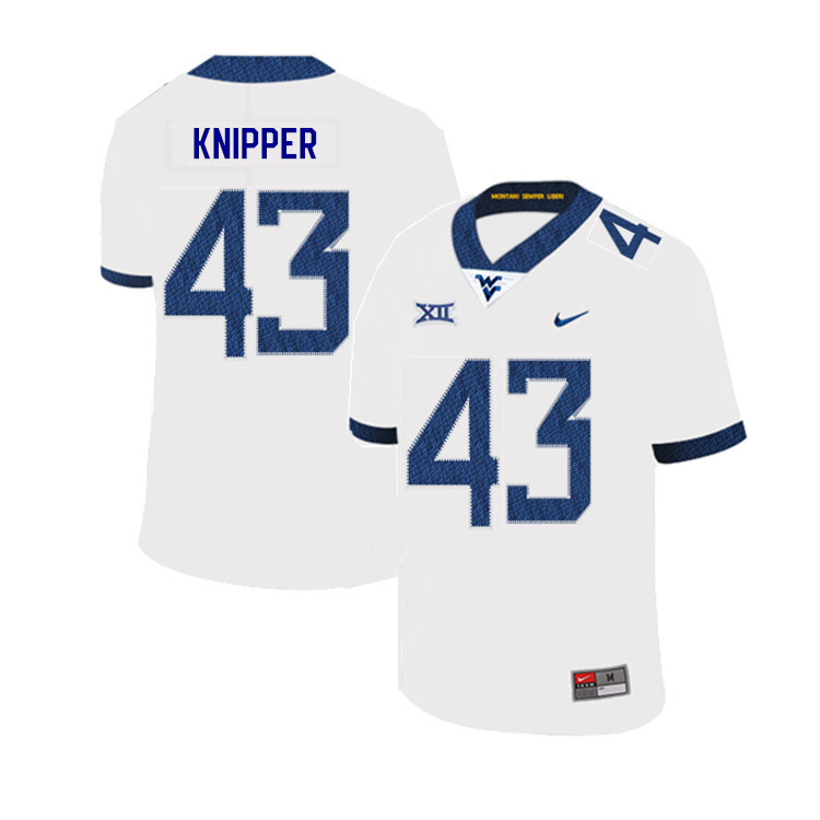 NCAA Men's Jackson Knipper West Virginia Mountaineers White #43 Nike Stitched Football College 2019 Authentic Jersey SD23Q50FG